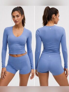 lululemon athletica Periwinkle Blue Scoop Neck Crop Top